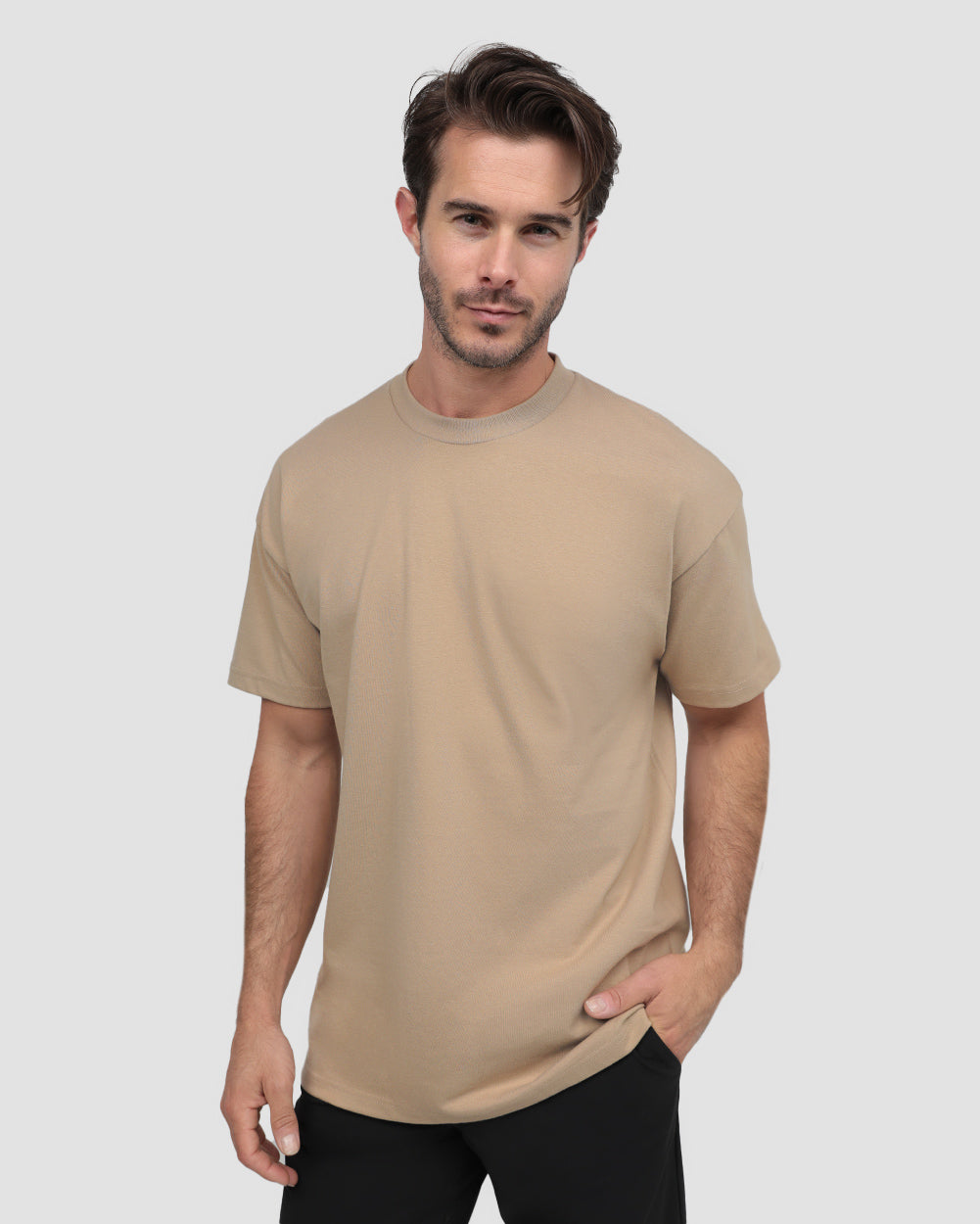 Minimalist Mens T Shirt Classic Fit Solid Color Daily Wear Black