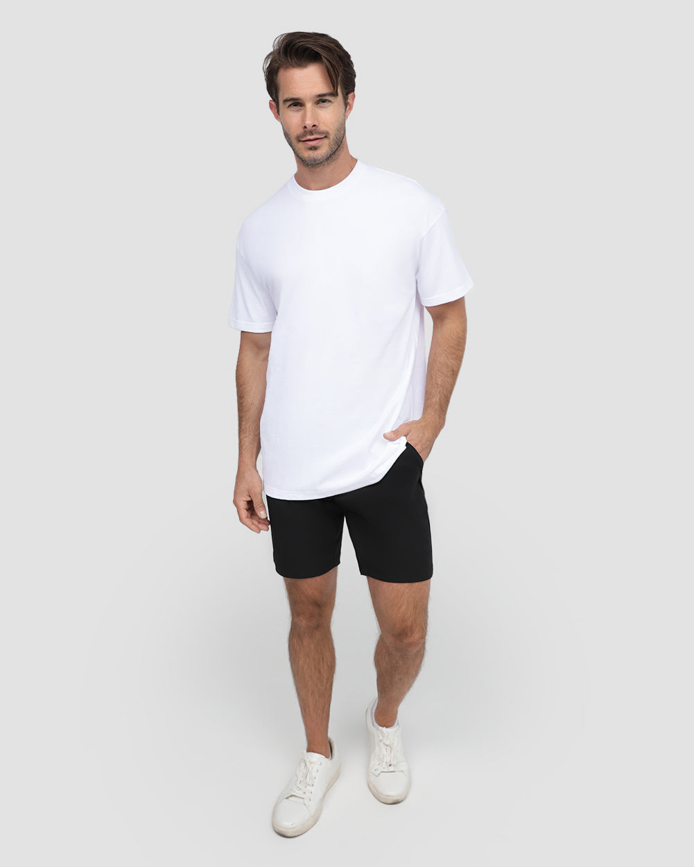 Minimalist Mens T Shirt Classic Fit Solid Color Daily Wear Black