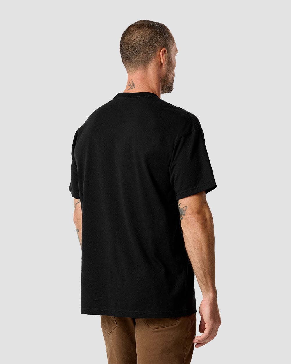Minimalist Mens T Shirt Classic Fit Solid Color Daily Wear Black