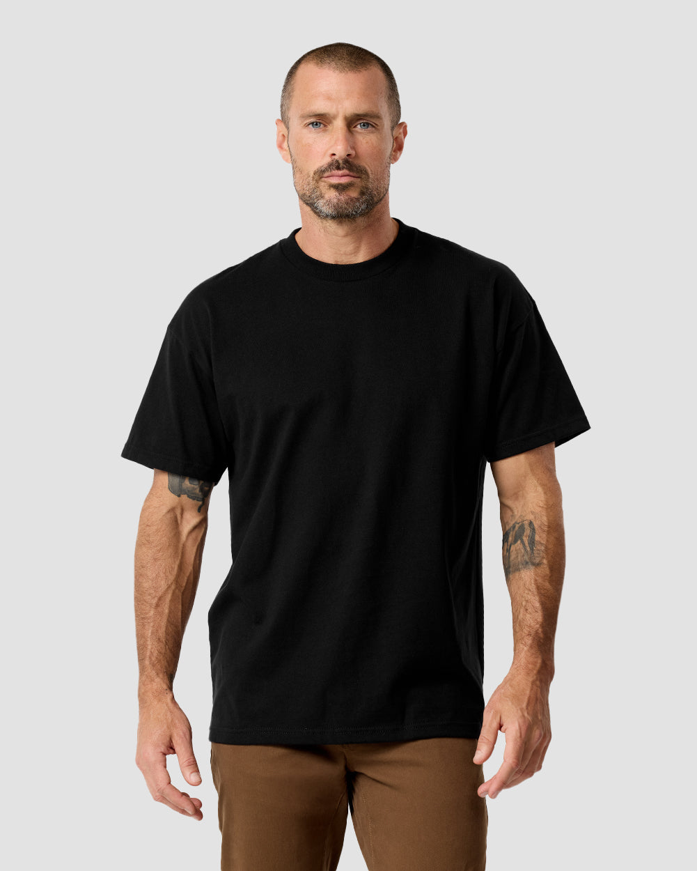 Minimalist Mens T Shirt Classic Fit Solid Color Daily Wear Black