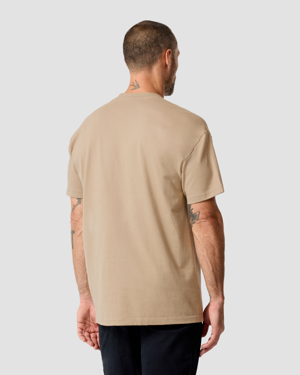 Minimalist Mens T Shirt Classic Fit Solid Color Daily Wear Black