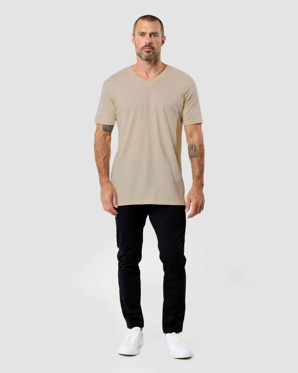 V-Neck Tee Cotton Black T-shirt for Men