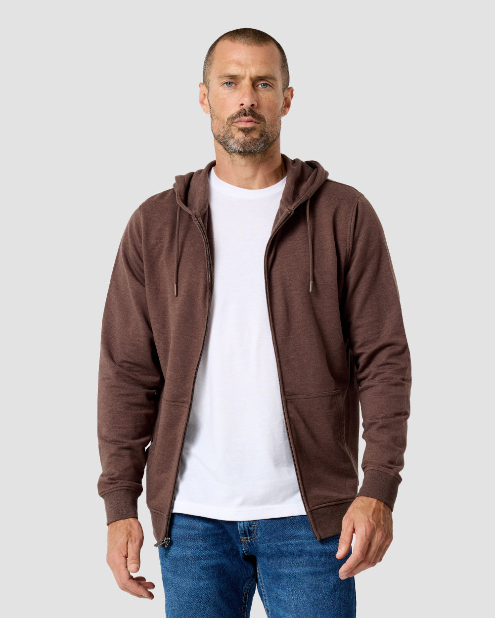 Mens Zip Up Hoodie Casual Fleece Jacket with Front Pockets Long Sleeve Sweatshirt