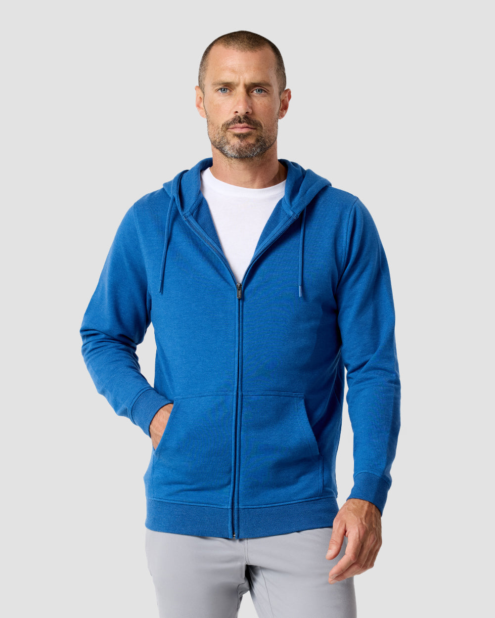 Mens Zip Up Hoodie Casual Fleece Jacket with Front Pockets Long Sleeve Sweatshirt