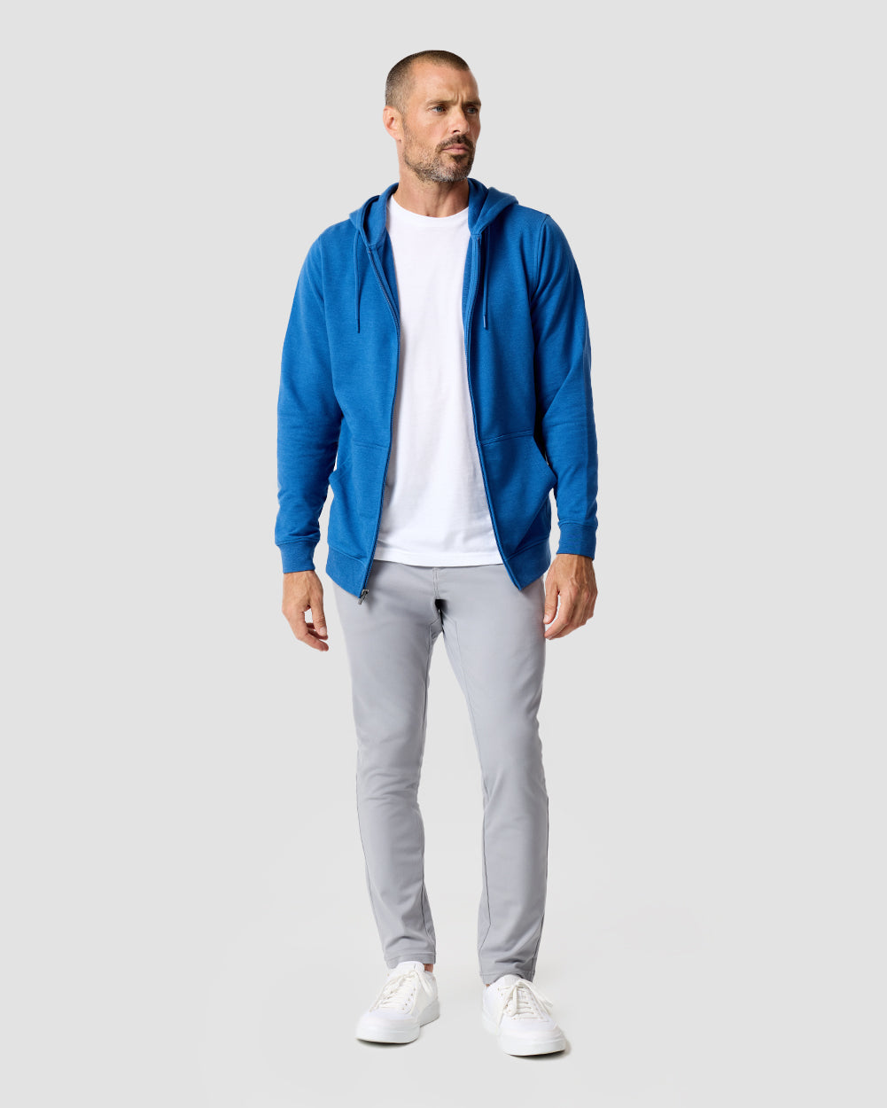 Mens Zip Up Hoodie Casual Fleece Jacket with Front Pockets Long Sleeve Sweatshirt