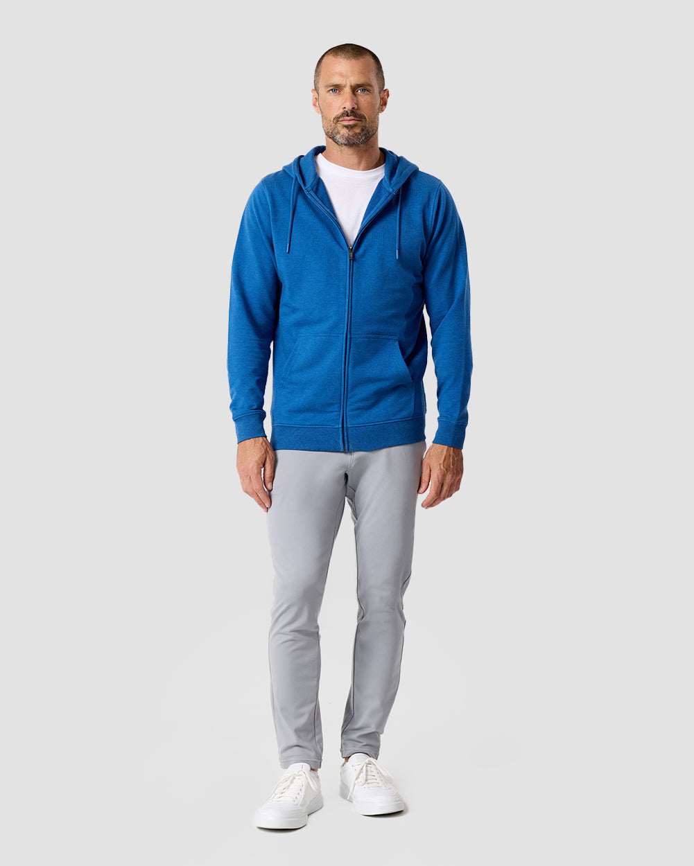 Mens Zip Up Hoodie Casual Fleece Jacket with Front Pockets Long Sleeve Sweatshirt