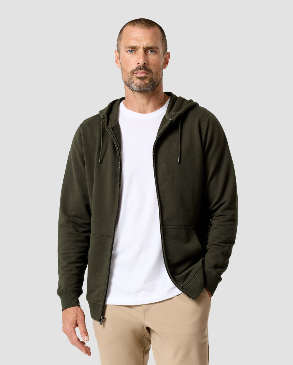 Mens Zip Up Hoodie Casual Fleece Jacket with Front Pockets Long Sleeve Sweatshirt