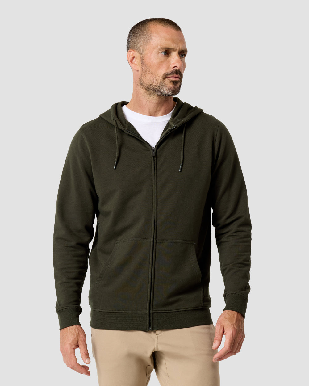 Mens Zip Up Hoodie Casual Fleece Jacket with Front Pockets Long Sleeve Sweatshirt