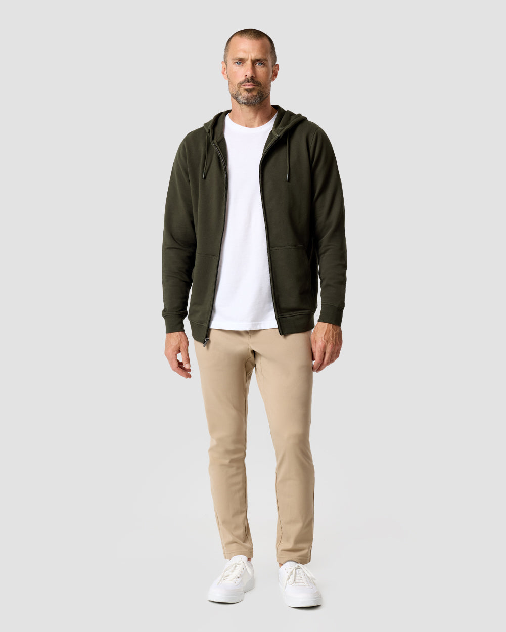 Mens Zip Up Hoodie Casual Fleece Jacket with Front Pockets Long Sleeve Sweatshirt