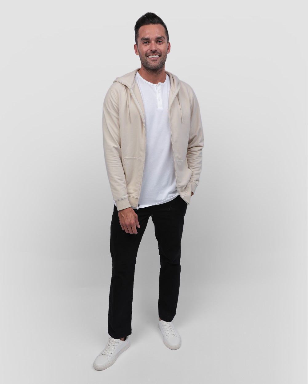 Mens Zip Up Hoodie Casual Fleece Jacket with Front Pockets Long Sleeve Sweatshirt