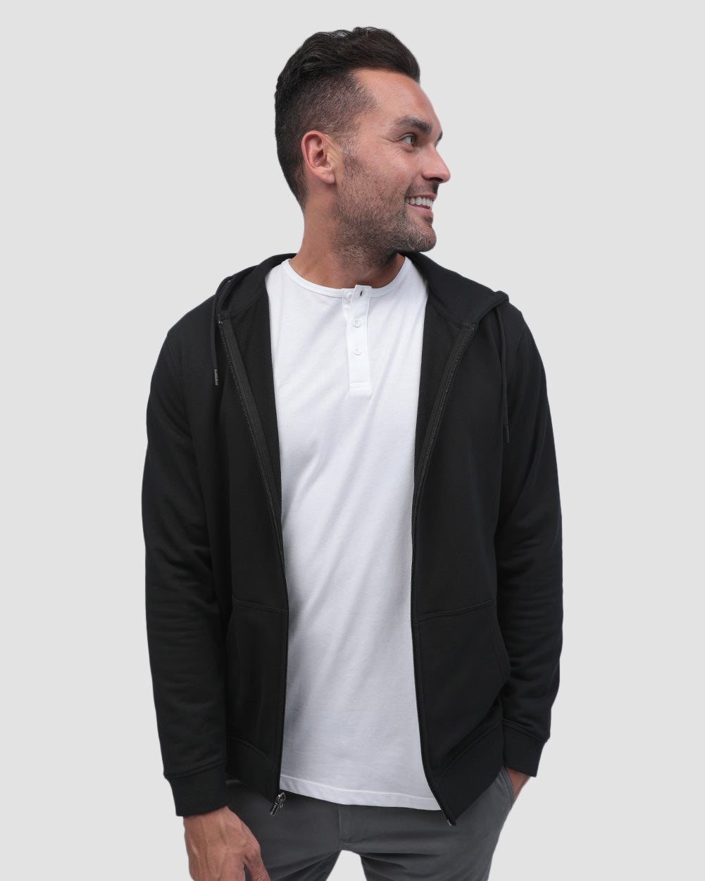 Mens Zip Up Hoodie Casual Fleece Jacket with Front Pockets Long Sleeve Sweatshirt