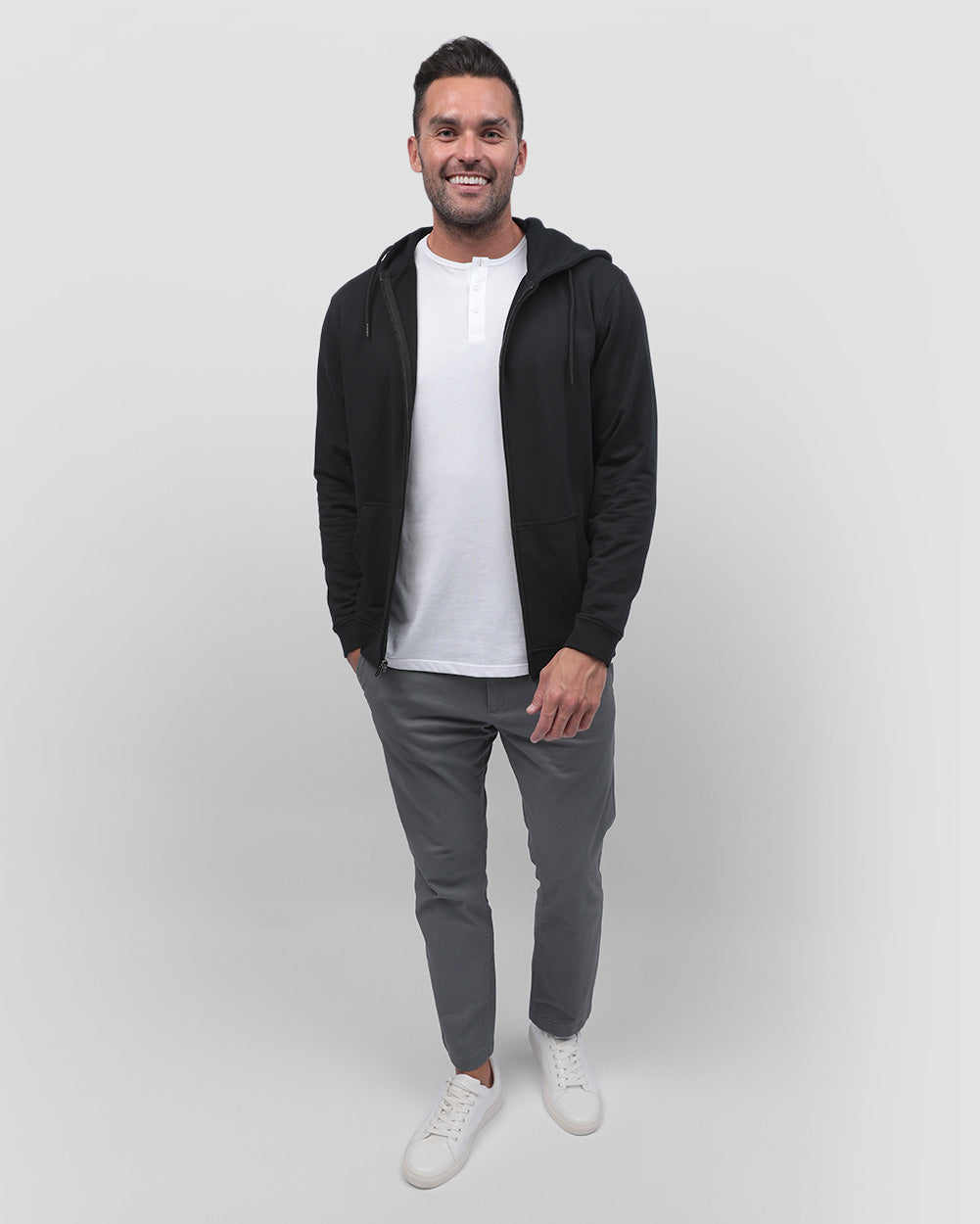 Mens Zip Up Hoodie Casual Fleece Jacket with Front Pockets Long Sleeve Sweatshirt