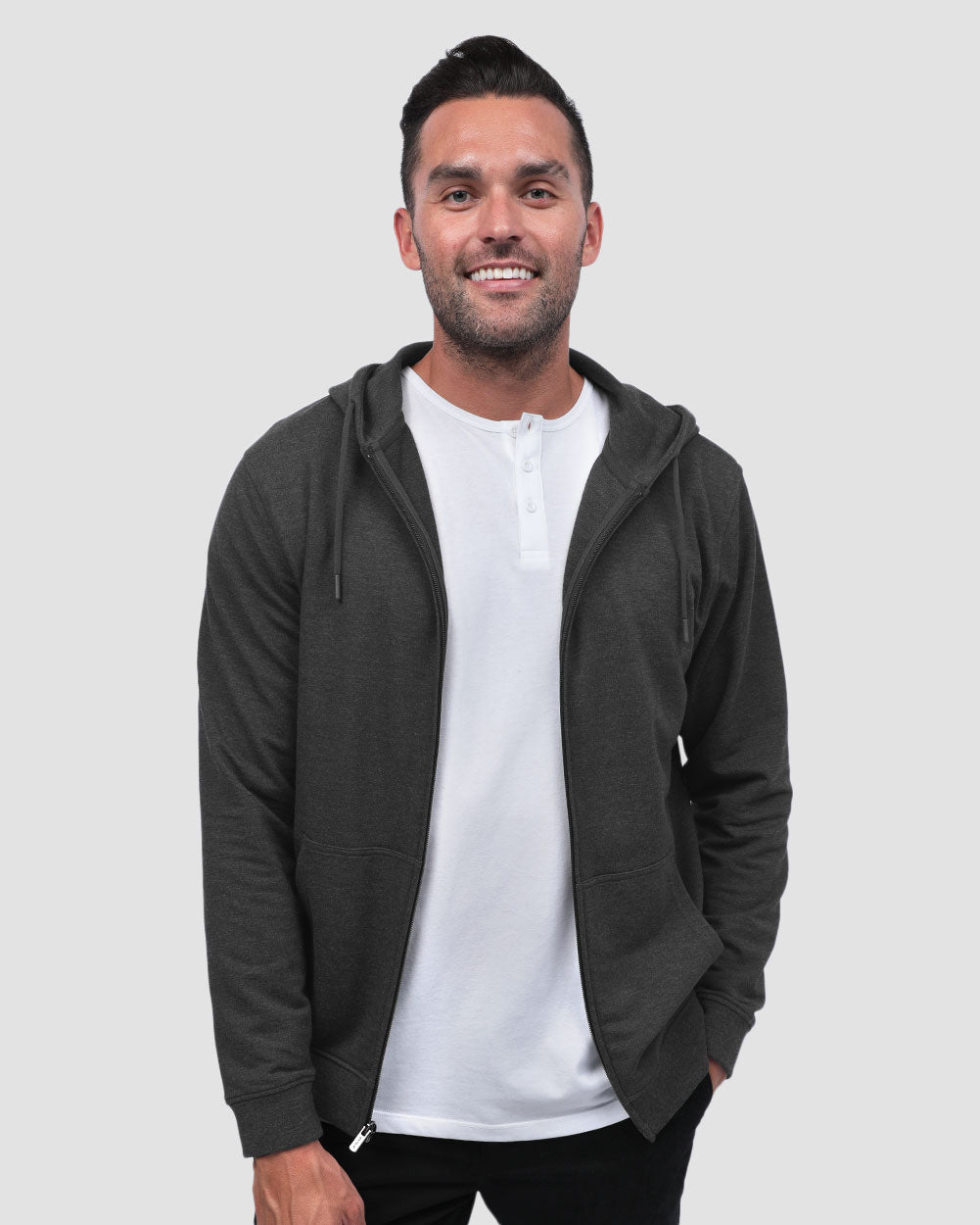 Mens Zip Up Hoodie Casual Fleece Jacket with Front Pockets Long Sleeve Sweatshirt