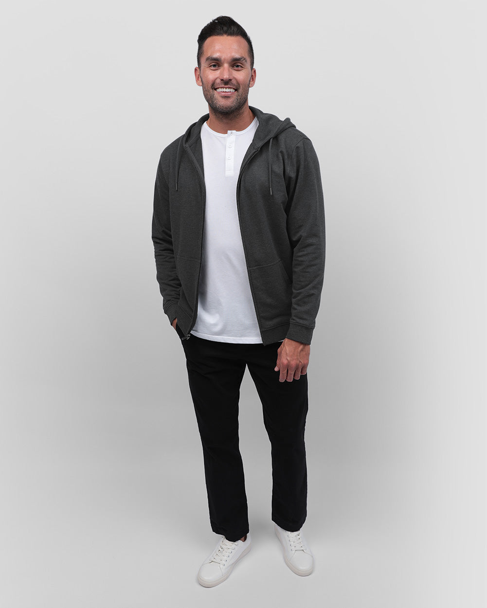 Mens Zip Up Hoodie Casual Fleece Jacket with Front Pockets Long Sleeve Sweatshirt