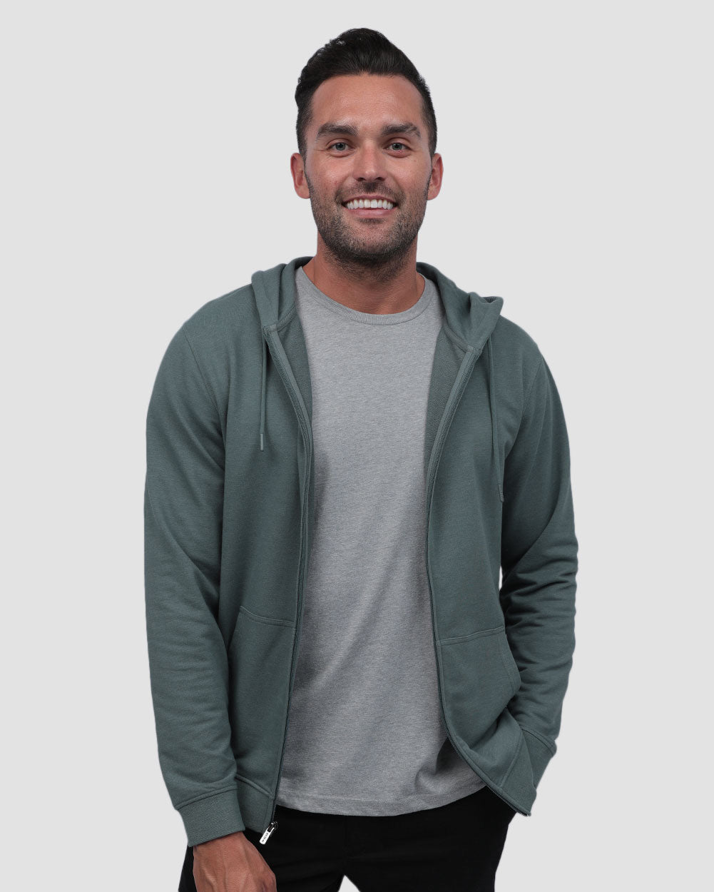Mens Zip Up Hoodie Casual Fleece Jacket with Front Pockets Long Sleeve Sweatshirt