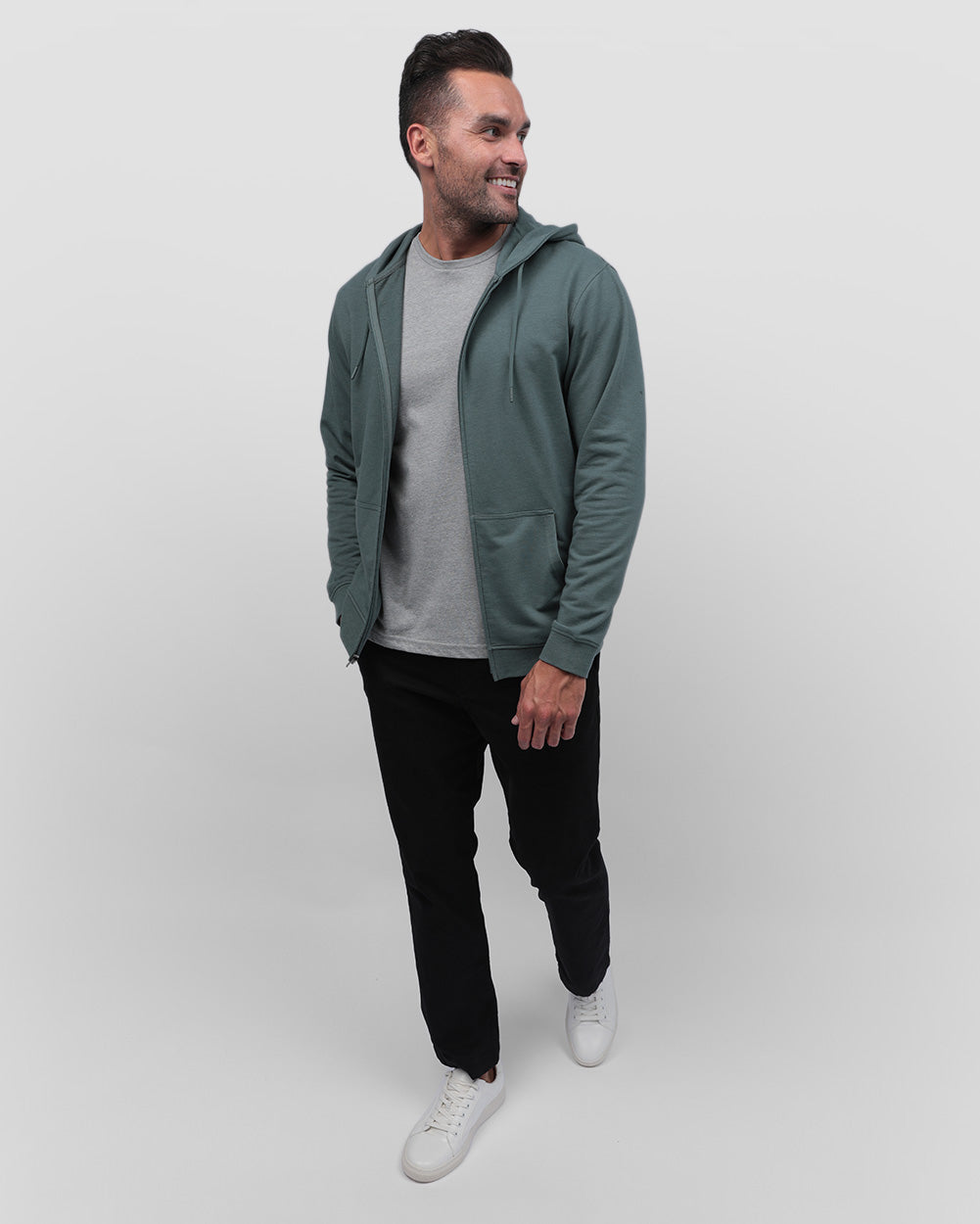 Mens Zip Up Hoodie Casual Fleece Jacket with Front Pockets Long Sleeve Sweatshirt