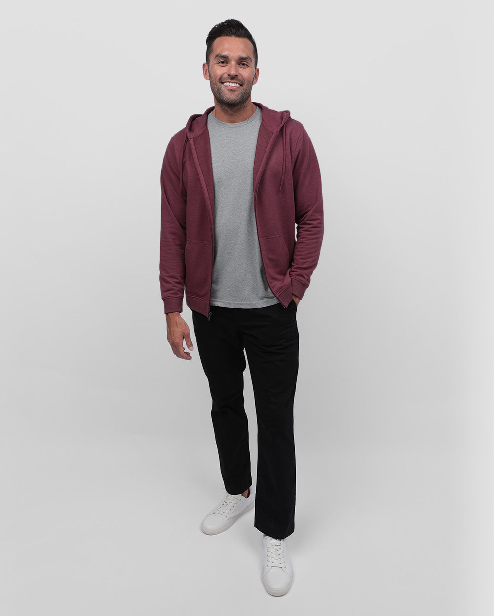 Mens Zip Up Hoodie Casual Fleece Jacket with Front Pockets Long Sleeve Sweatshirt