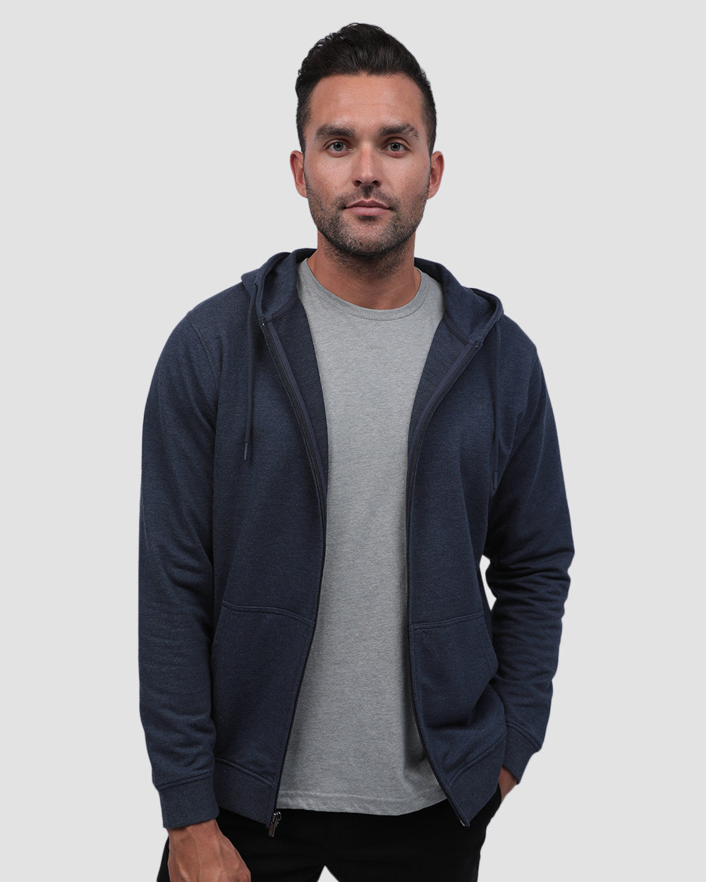 Mens Zip Up Hoodie Casual Fleece Jacket with Front Pockets Long Sleeve Sweatshirt