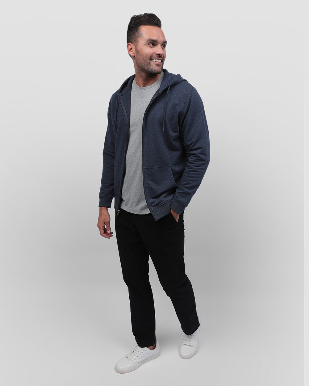 Mens Zip Up Hoodie Casual Fleece Jacket with Front Pockets Long Sleeve Sweatshirt