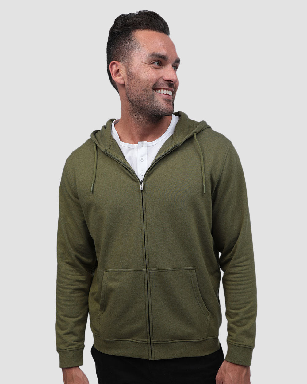 Mens Zip Up Hoodie Casual Fleece Jacket with Front Pockets Long Sleeve Sweatshirt