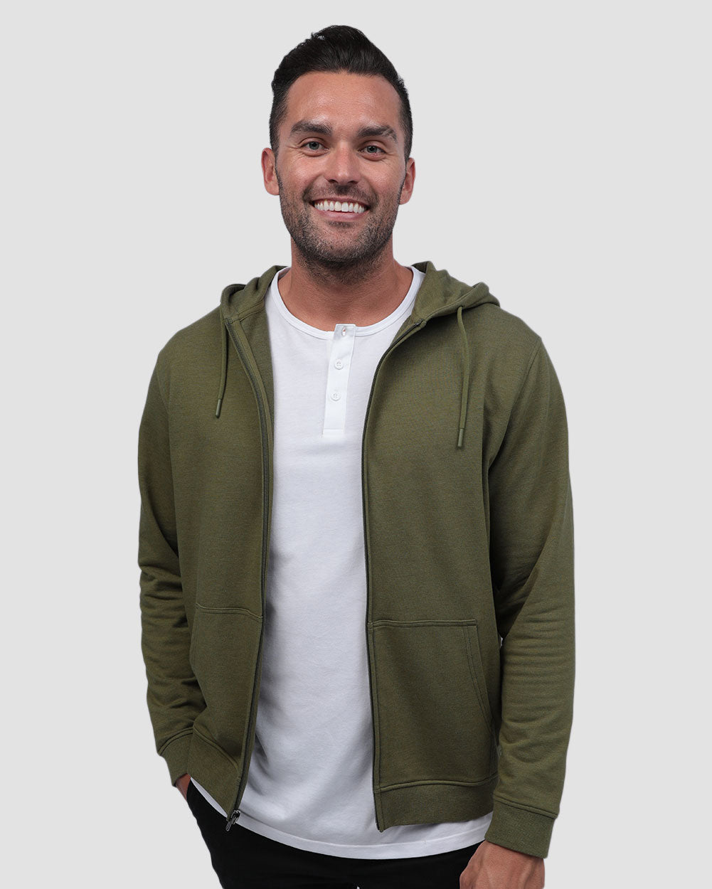 Mens Zip Up Hoodie Casual Fleece Jacket with Front Pockets Long Sleeve Sweatshirt
