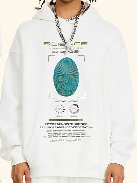 345g Vintage Wash Old Cotton Science Fingerprint Hoddie