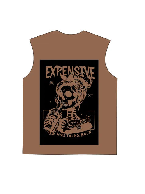 230g Rose Expensive Cotton Wash Old Sleeveless T-shirt for Mom