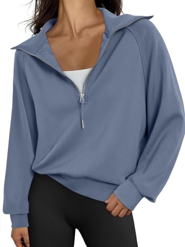 Womens Oversized Sweatshirts Half Zip Pullover Long