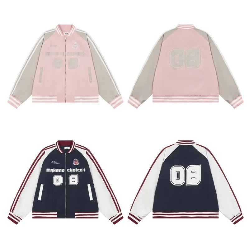 Women's Stylish Letter Patchwork Baseball Jacket
