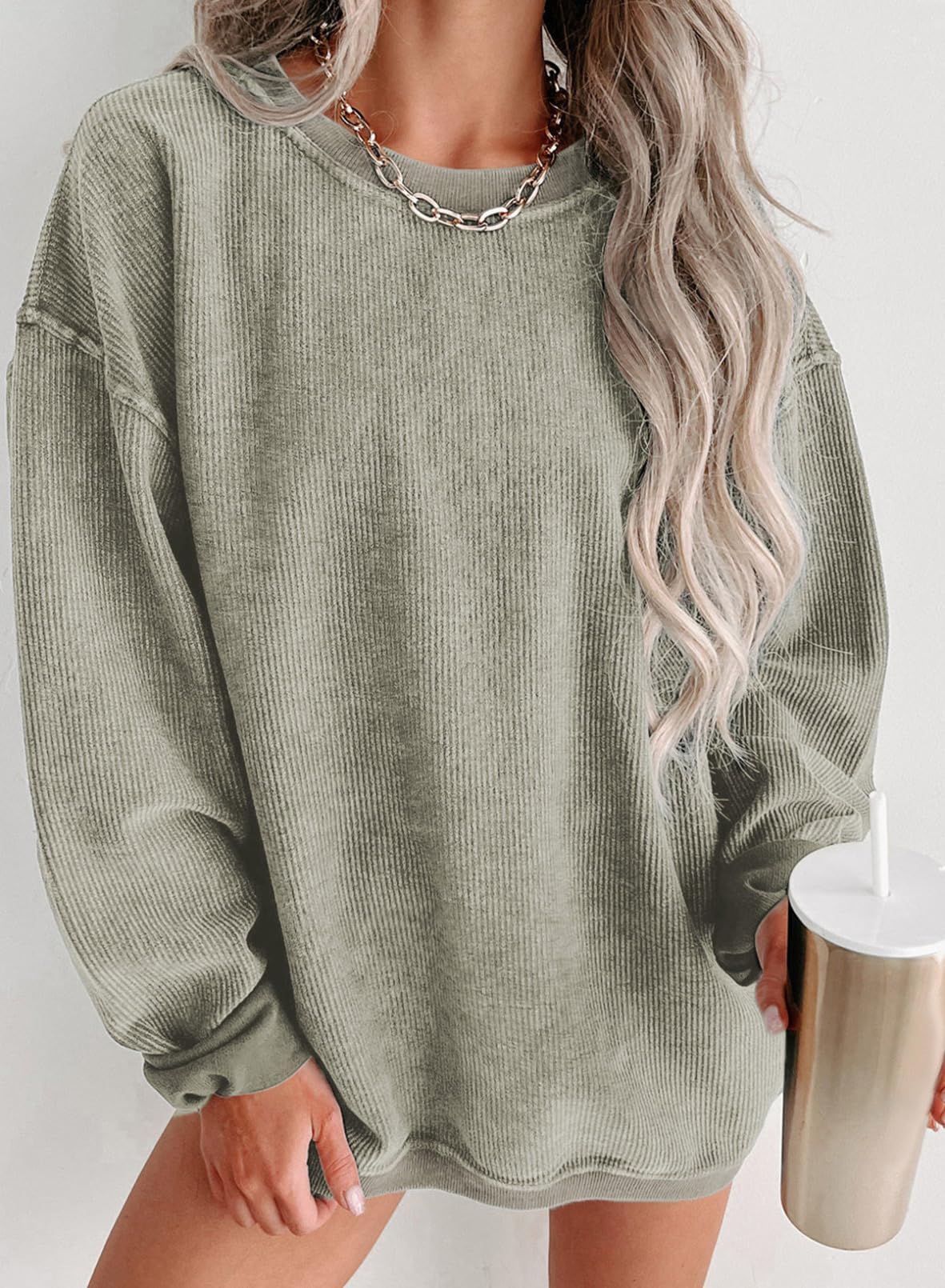 Women Casual Oversized Long Sleeve Crewneck Sweatshirts