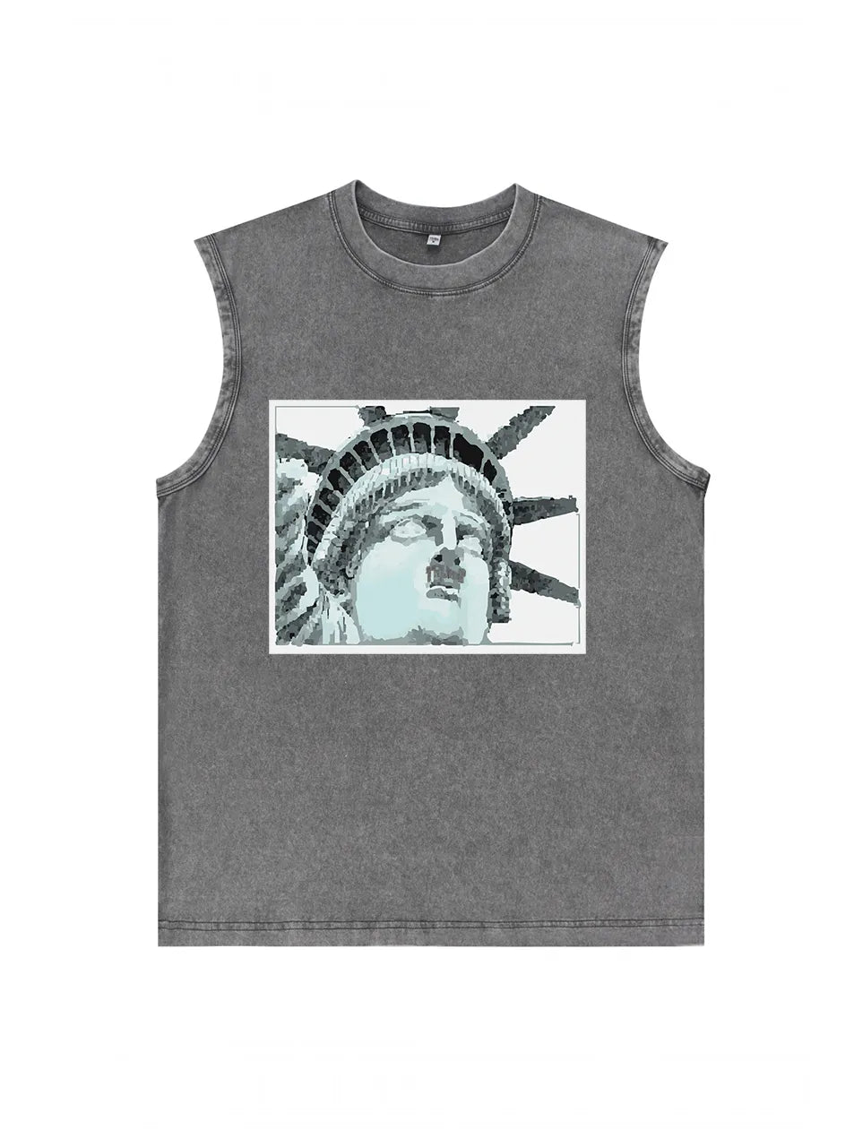 230g Cotton NYC Printed Wash Old Sleeveless T-shirt