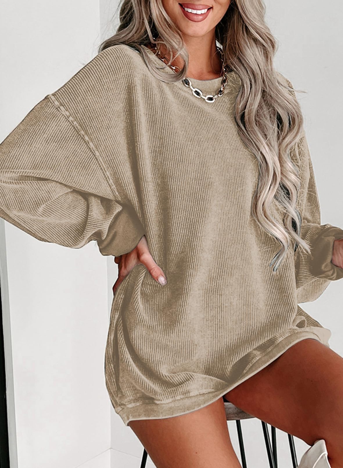 Women Casual Oversized Long Sleeve Crewneck Sweatshirts