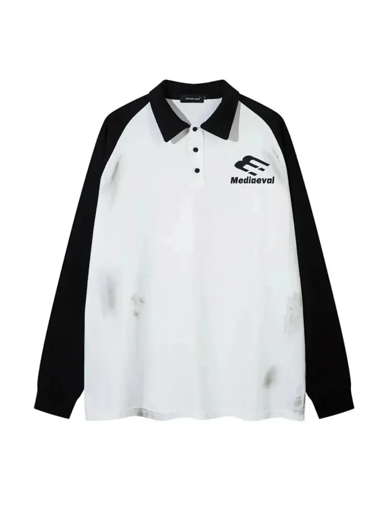 Matching Color Long Sleeve Polo Sweatshirt