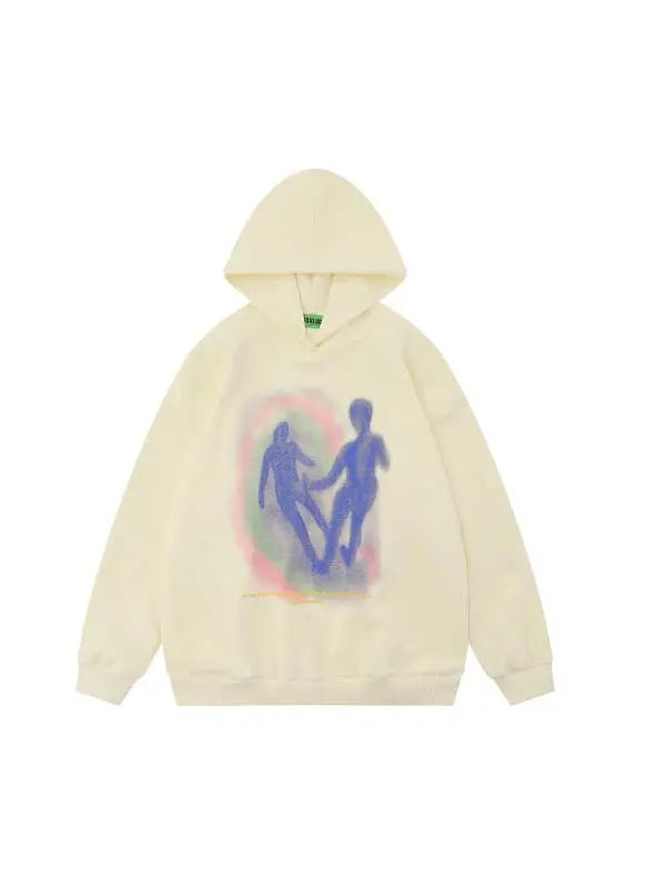 Girl Figure & Letter Graphic Hoodie