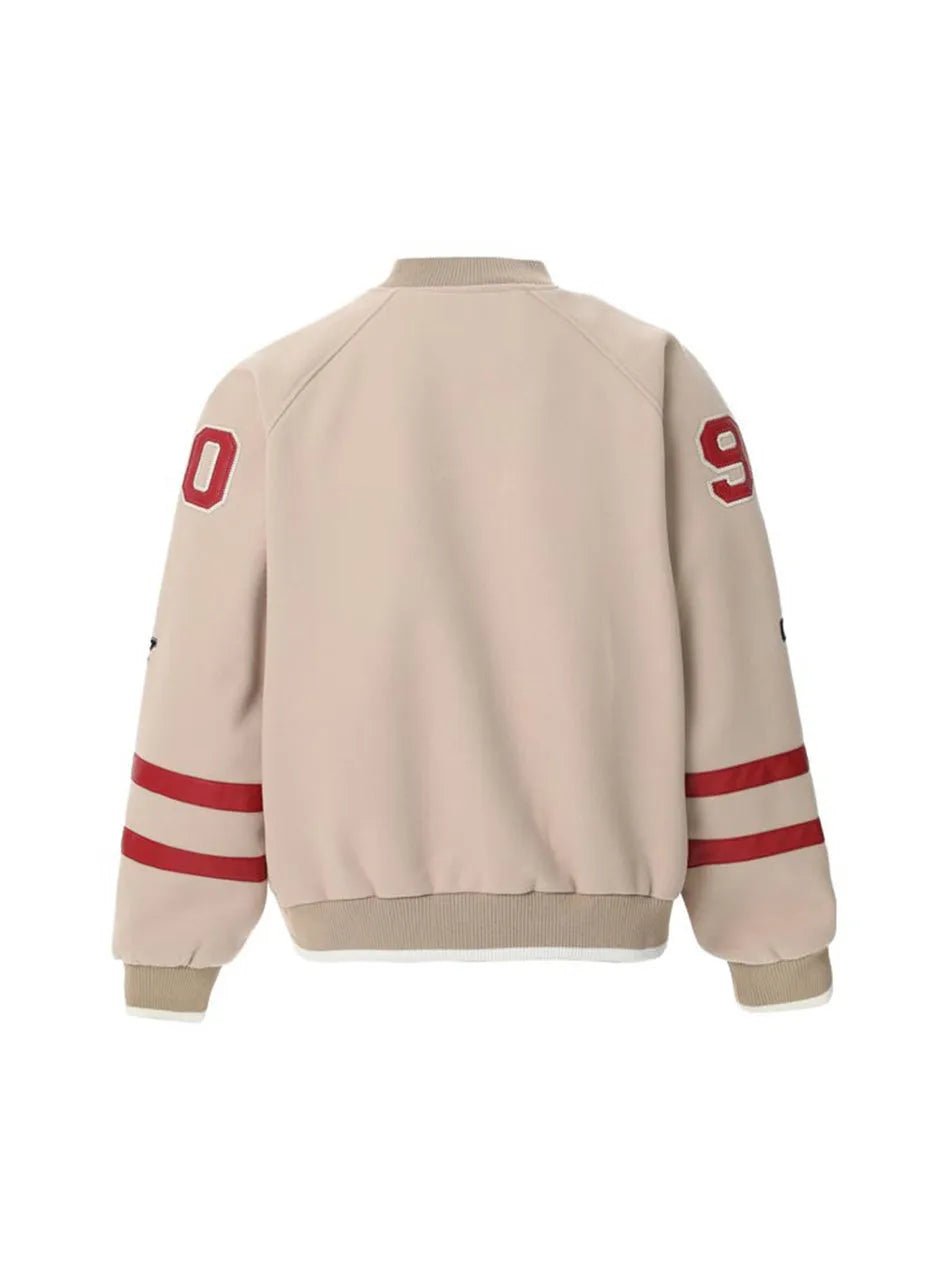 Women's Color Block 3D Embroidery And Patchwork Elements Design Baseball Jacket