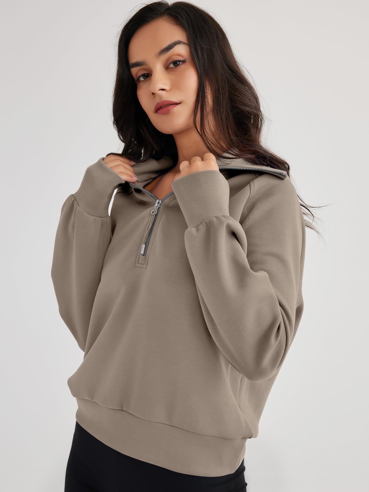 Womens Oversized Sweatshirts Half Zip Pullover Long