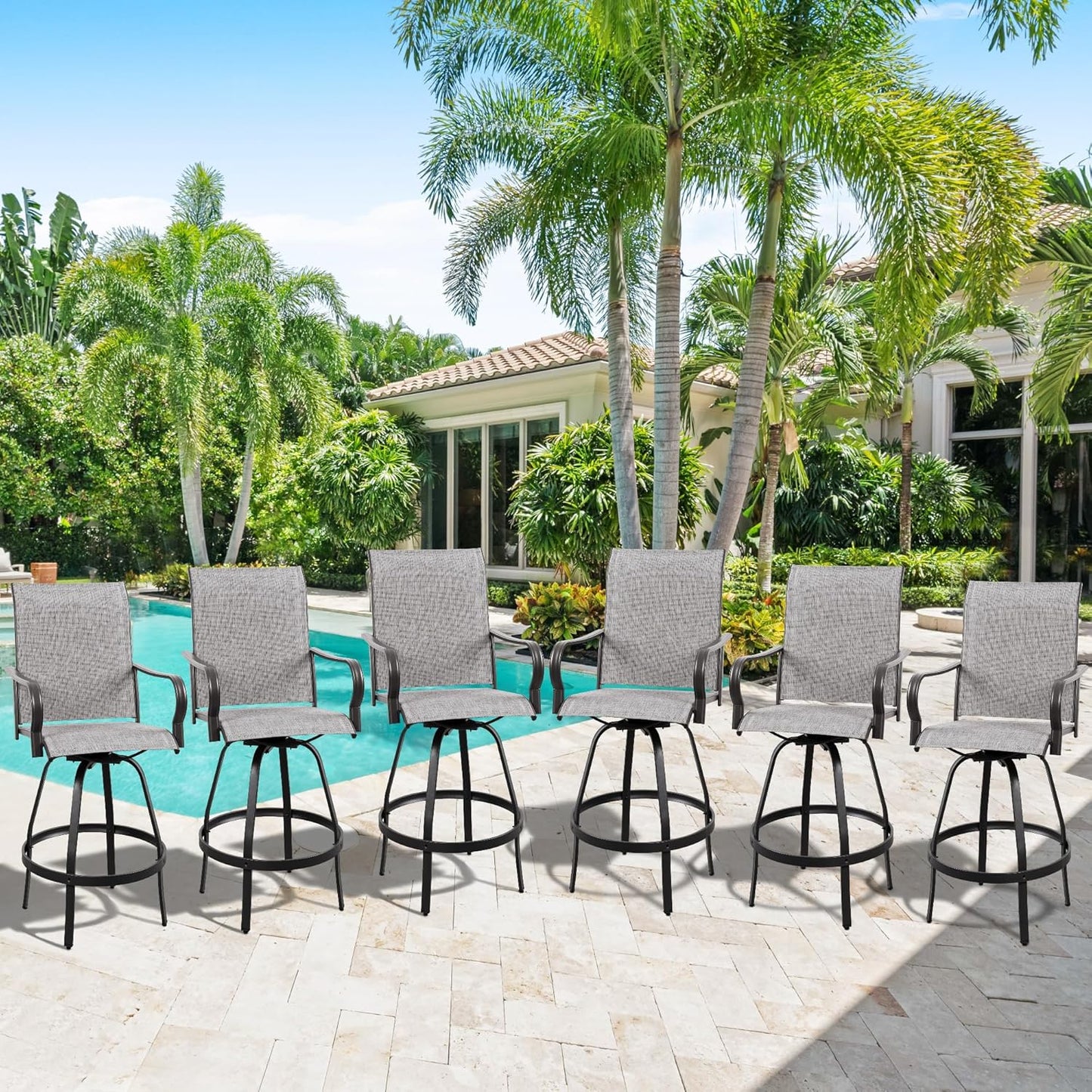 2 Piece Outdoor Patio Swivel Bar Chairs