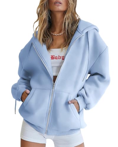 Womens Zip Up Hoodies Long Sleeve Fall Oversized Sweatshirts