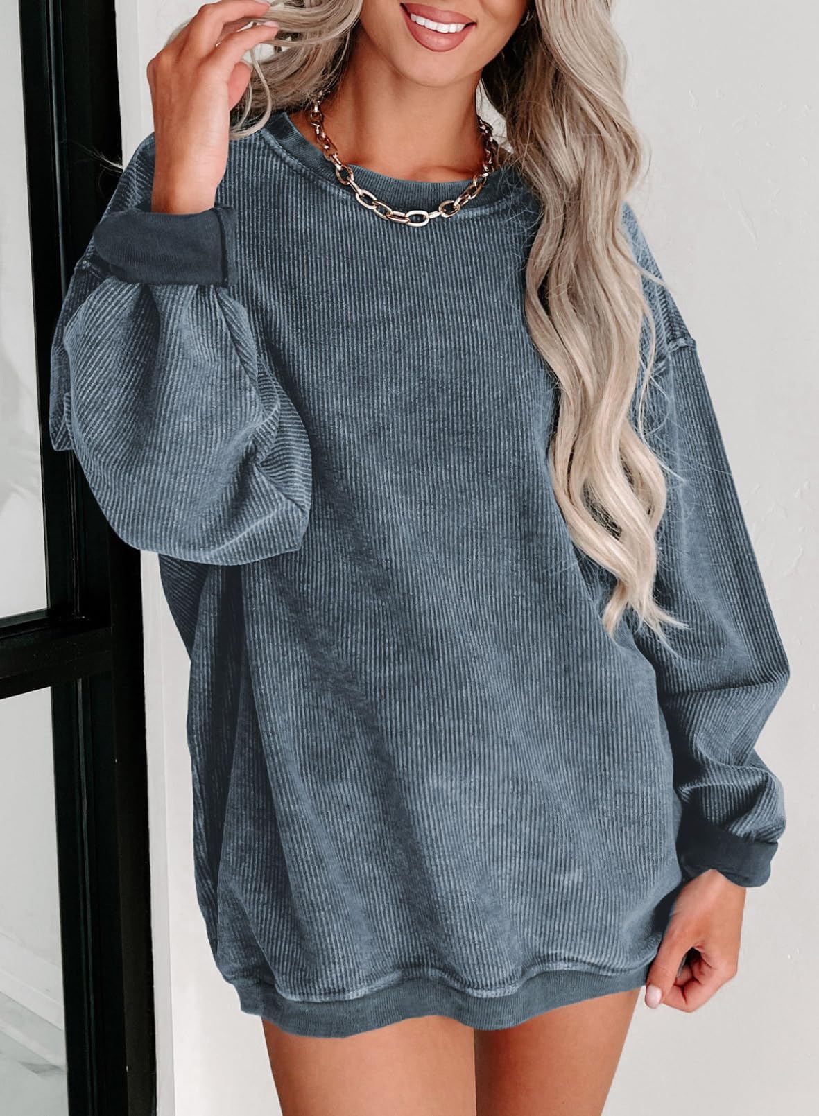 Women Casual Oversized Long Sleeve Crewneck Sweatshirts
