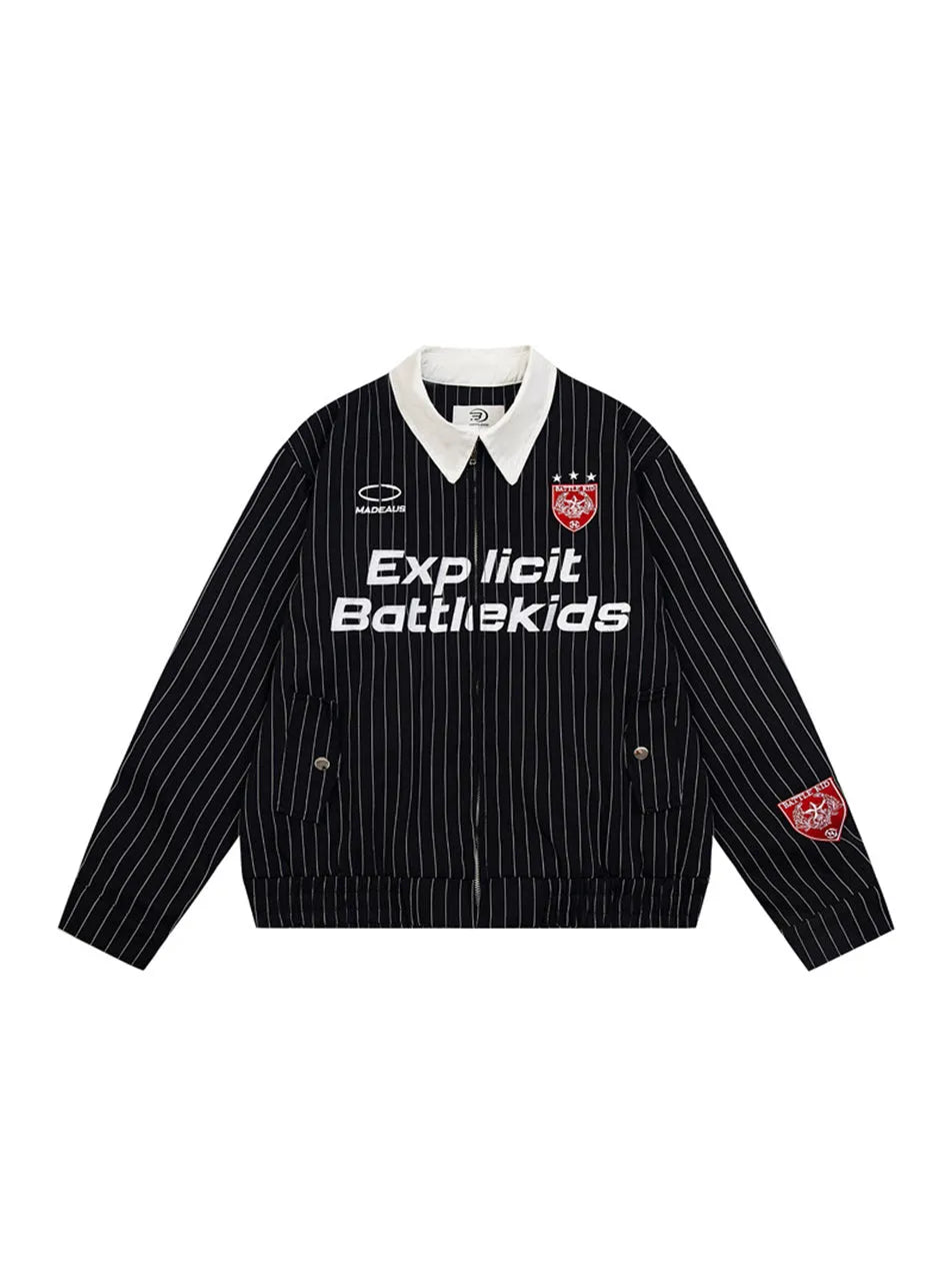Striped Patchwork Baseball Jacket for Women