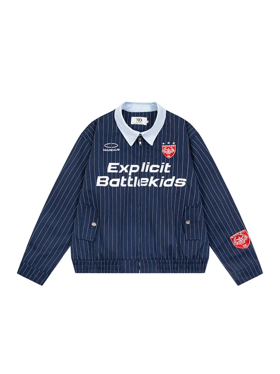 Striped Patchwork Baseball Jacket for Women