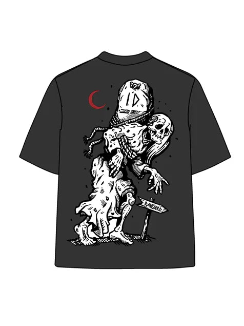 270g Back Skull Printed Wash Old Cotton T-shirt