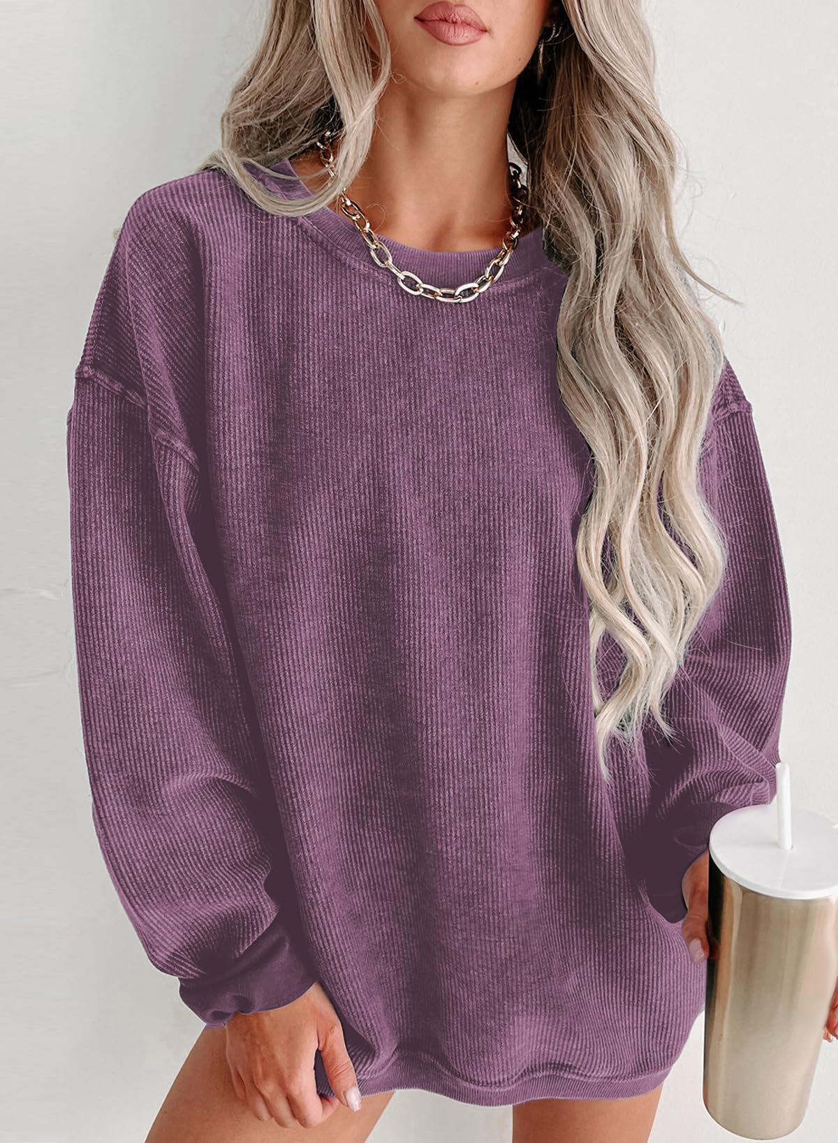 Women Casual Oversized Long Sleeve Crewneck Sweatshirts