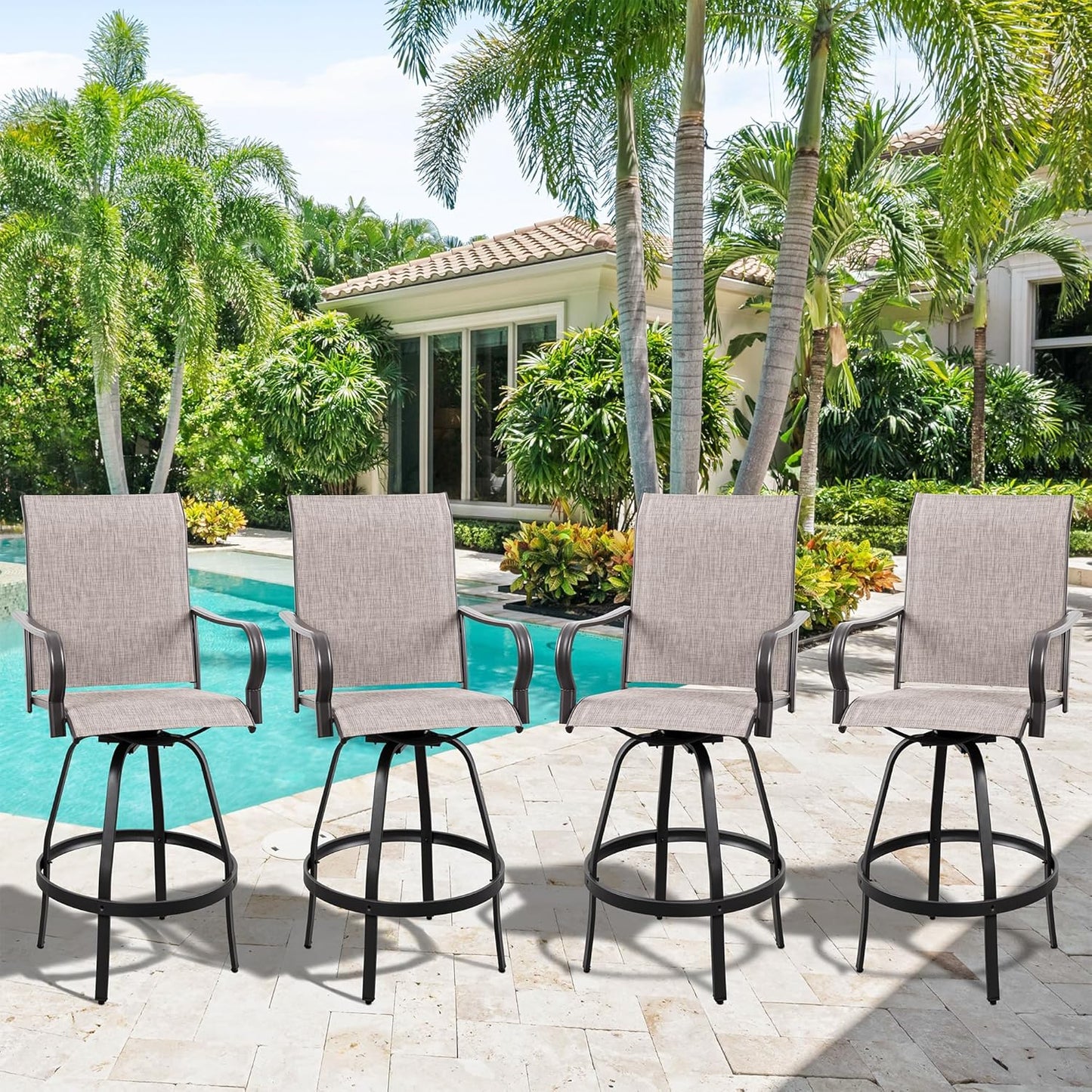 2 Piece Outdoor Patio Swivel Bar Chairs
