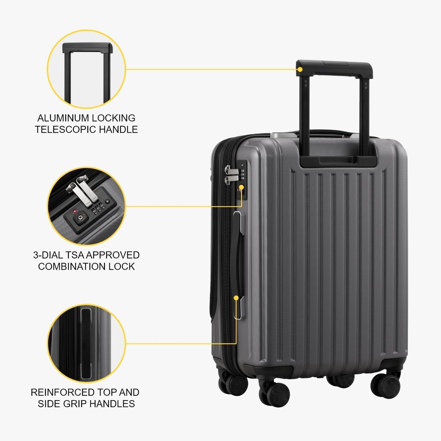 Luggage Airline Approved 20 Inch Expandable Hard Sided Luggages