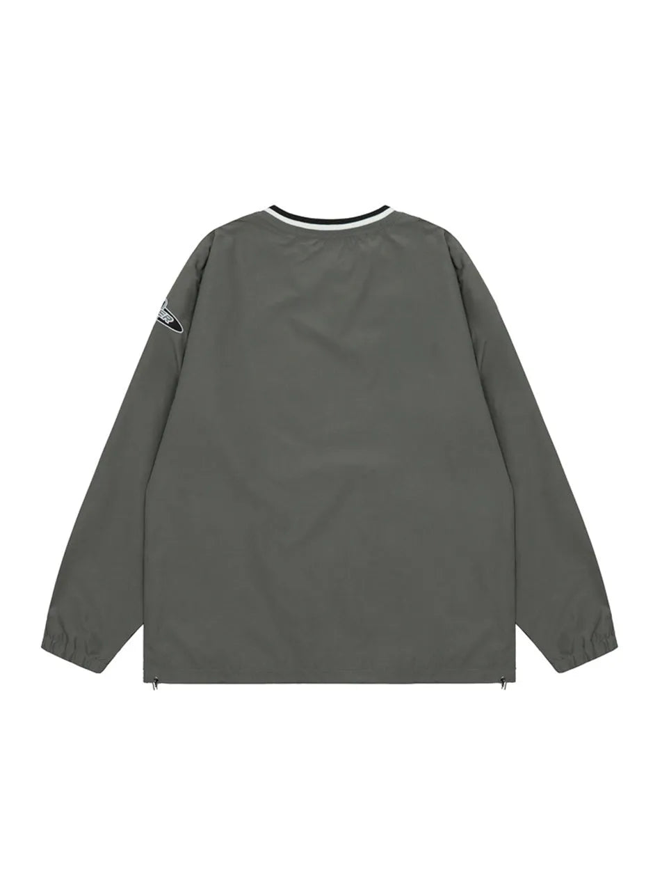 Letter Embroidered V-neck Baseball Sweatshirt for Women