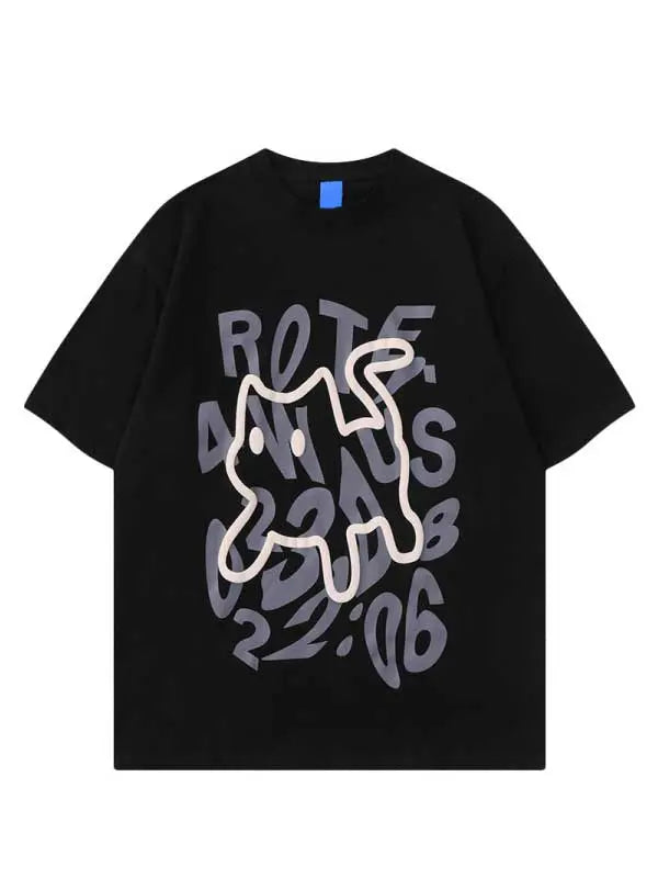 Women's Cartoon Letter Graphic Tee