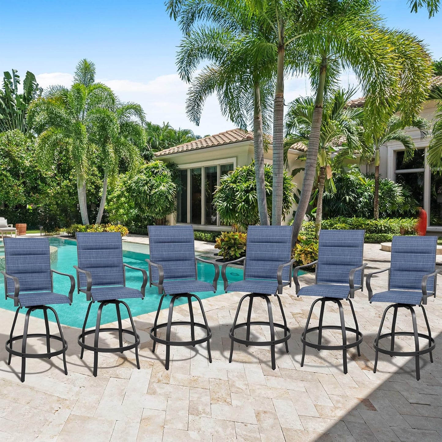 2 Piece Outdoor Patio Swivel Bar Chairs