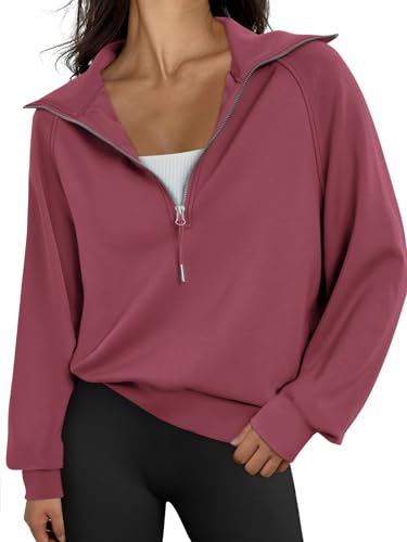 Womens Oversized Sweatshirts Half Zip Pullover Long