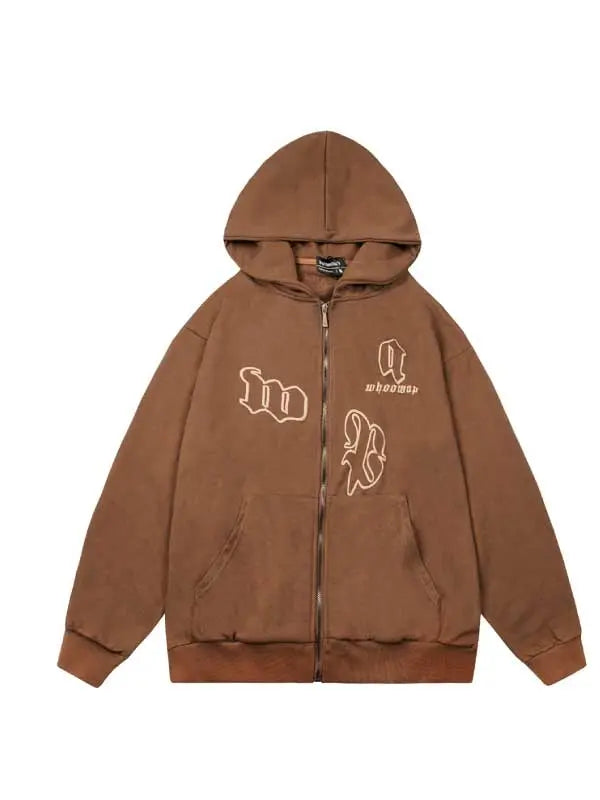 Girl's Letter Graphic Zip Up Hoodie